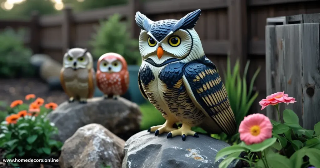 Garden Beauty with Owl Decoys