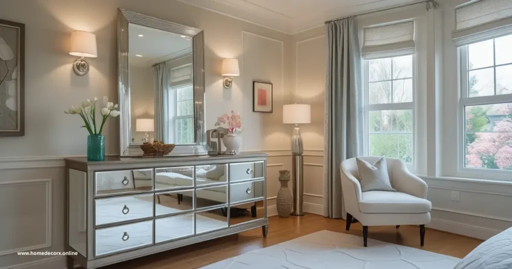 Large mirrors enable your bedroom to appear bigger when you place them in strategic areas