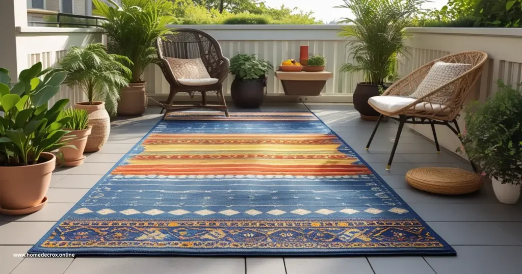 Place rugs to enhance balcony floor comfort