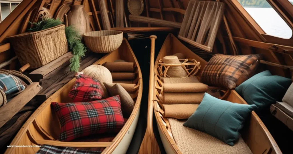 Several rustic materials exist for canoe-themed decoration