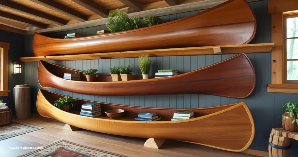 The Rustic Storage Idea Includes Canoe Shelves